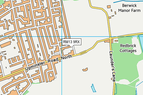 RM13 9RX map - OS VectorMap District (Ordnance Survey)