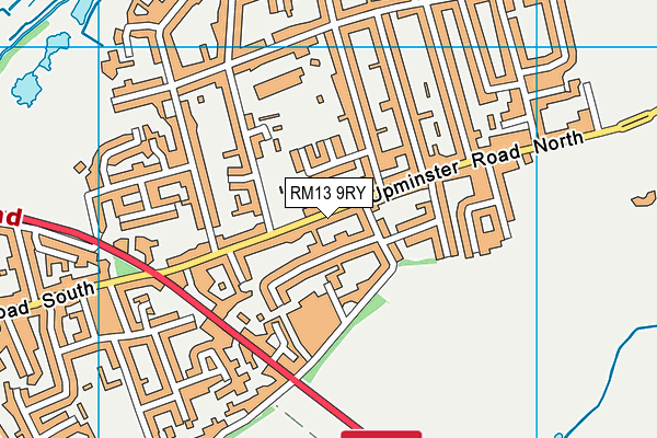 RM13 9RY map - OS VectorMap District (Ordnance Survey)