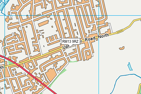 RM13 9RZ map - OS VectorMap District (Ordnance Survey)