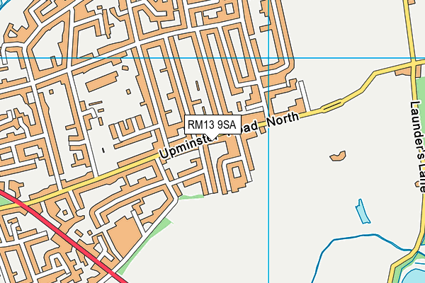 RM13 9SA map - OS VectorMap District (Ordnance Survey)