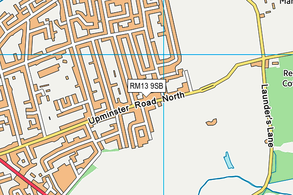 RM13 9SB map - OS VectorMap District (Ordnance Survey)