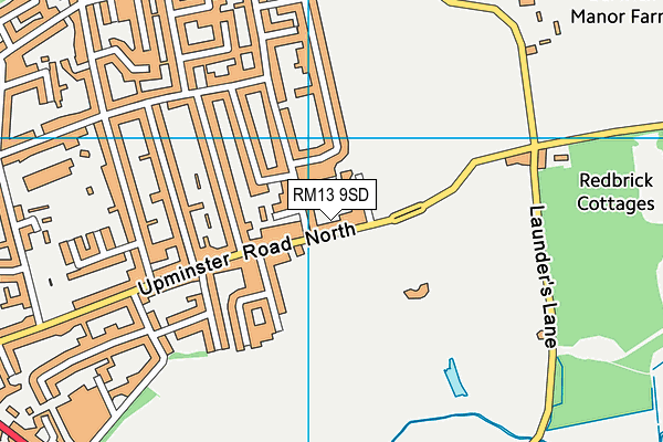 RM13 9SD map - OS VectorMap District (Ordnance Survey)