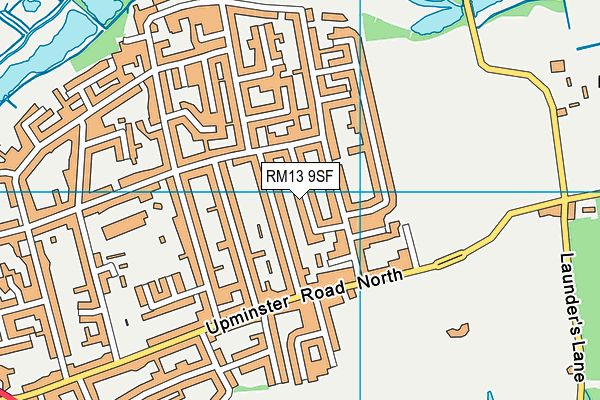 RM13 9SF map - OS VectorMap District (Ordnance Survey)