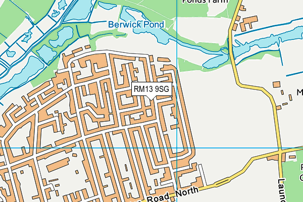 RM13 9SG map - OS VectorMap District (Ordnance Survey)