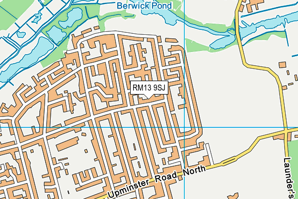 RM13 9SJ map - OS VectorMap District (Ordnance Survey)