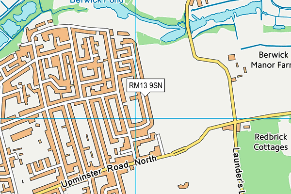 RM13 9SN map - OS VectorMap District (Ordnance Survey)