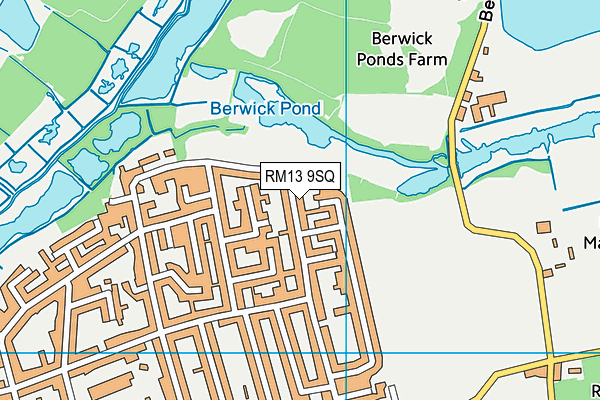 RM13 9SQ map - OS VectorMap District (Ordnance Survey)