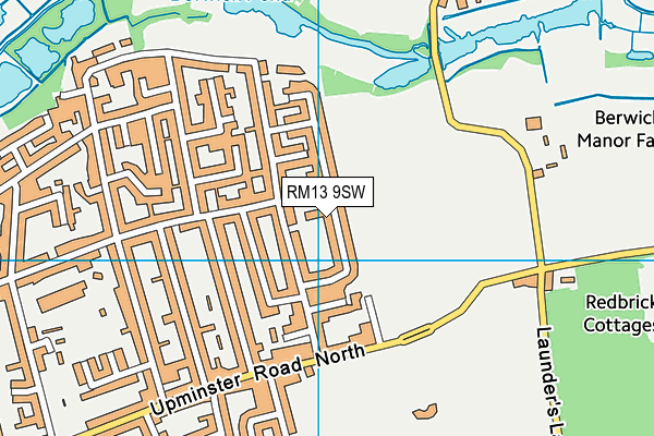 RM13 9SW map - OS VectorMap District (Ordnance Survey)