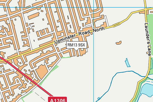 RM13 9SX map - OS VectorMap District (Ordnance Survey)
