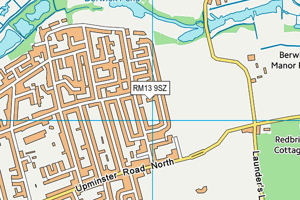 RM13 9SZ map - OS VectorMap District (Ordnance Survey)