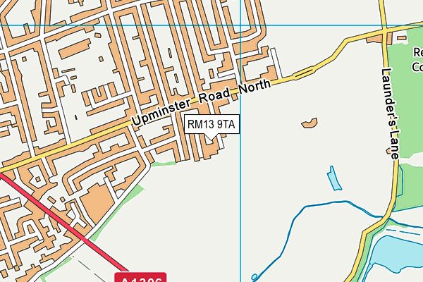 RM13 9TA map - OS VectorMap District (Ordnance Survey)