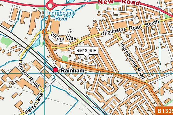 RM13 9UE map - OS VectorMap District (Ordnance Survey)