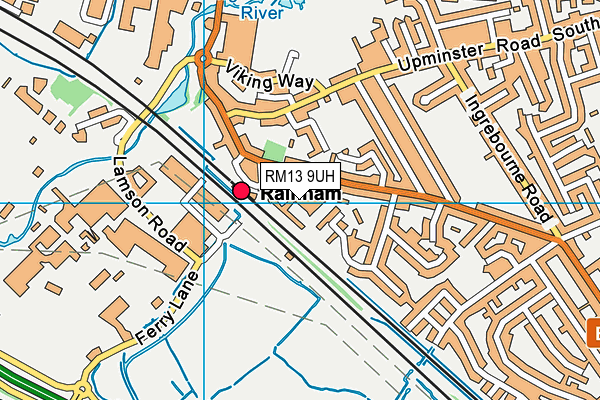 RM13 9UH map - OS VectorMap District (Ordnance Survey)