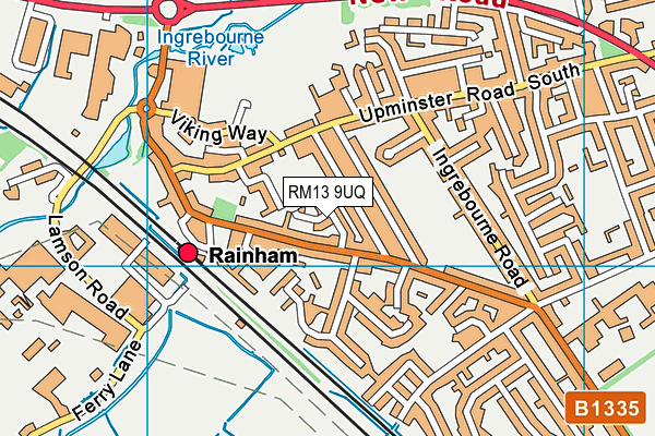 RM13 9UQ map - OS VectorMap District (Ordnance Survey)