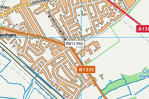 RM13 9XA map - OS VectorMap District (Ordnance Survey)