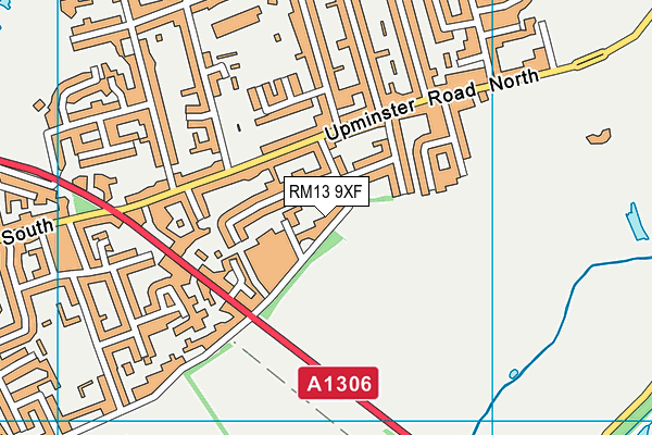 RM13 9XF map - OS VectorMap District (Ordnance Survey)