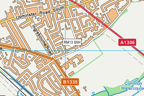 RM13 9XH map - OS VectorMap District (Ordnance Survey)