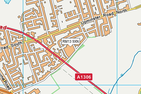 RM13 9XN map - OS VectorMap District (Ordnance Survey)