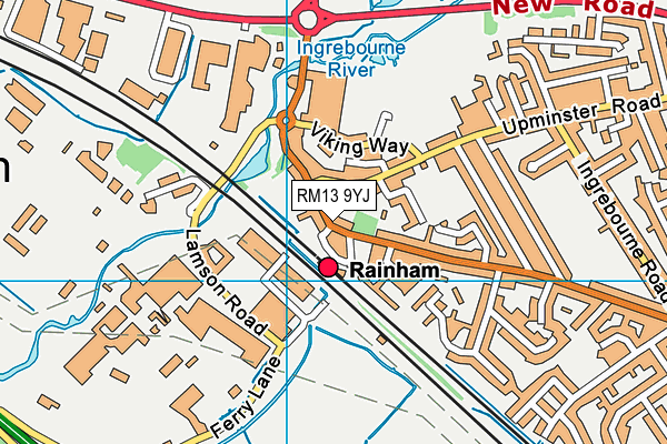 RM13 9YJ map - OS VectorMap District (Ordnance Survey)