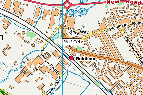 RM13 9YN map - OS VectorMap District (Ordnance Survey)