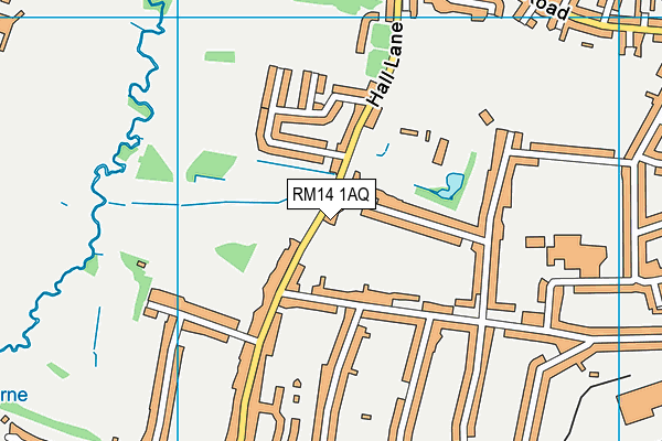 RM14 1AQ map - OS VectorMap District (Ordnance Survey)