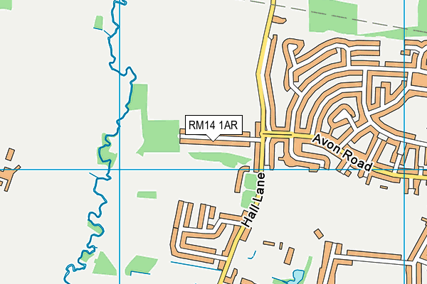 RM14 1AR map - OS VectorMap District (Ordnance Survey)