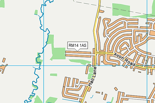 RM14 1AS map - OS VectorMap District (Ordnance Survey)