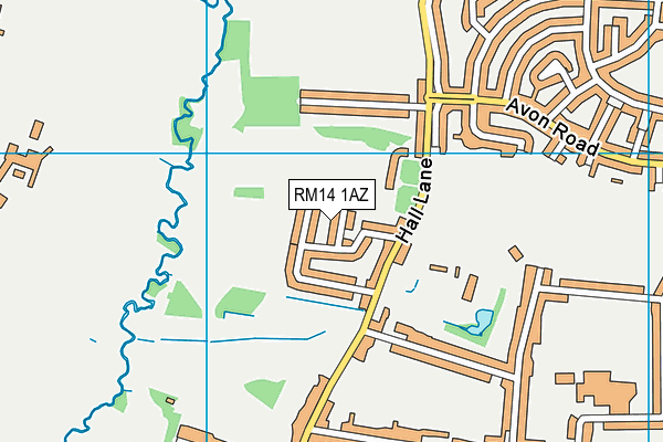 RM14 1AZ map - OS VectorMap District (Ordnance Survey)