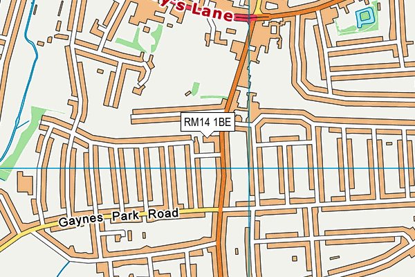 RM14 1BE map - OS VectorMap District (Ordnance Survey)