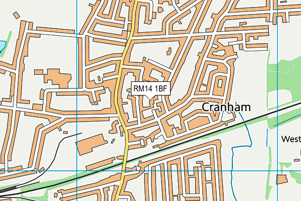 RM14 1BF map - OS VectorMap District (Ordnance Survey)