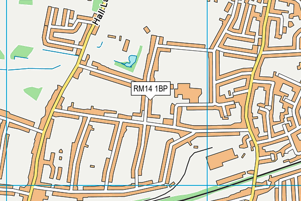 RM14 1BP map - OS VectorMap District (Ordnance Survey)