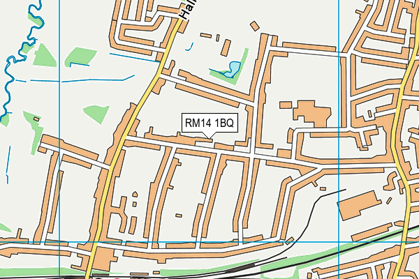 RM14 1BQ map - OS VectorMap District (Ordnance Survey)
