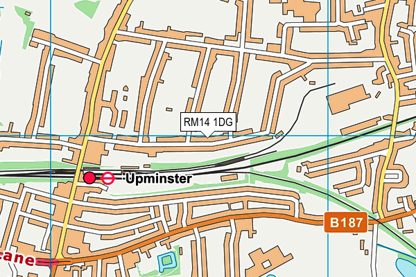 RM14 1DG map - OS VectorMap District (Ordnance Survey)