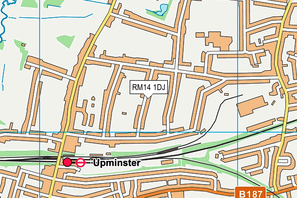 RM14 1DJ map - OS VectorMap District (Ordnance Survey)