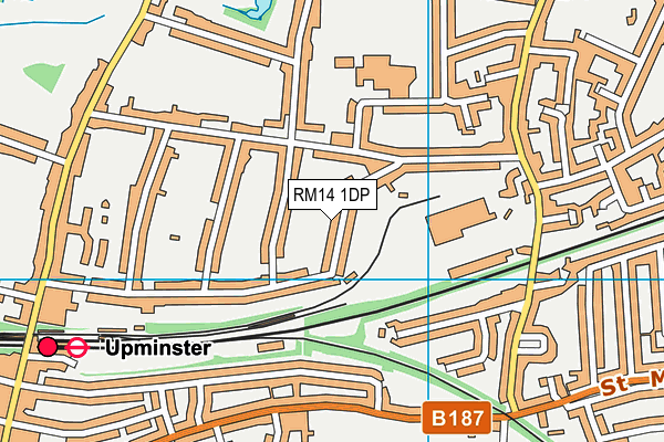 RM14 1DP map - OS VectorMap District (Ordnance Survey)