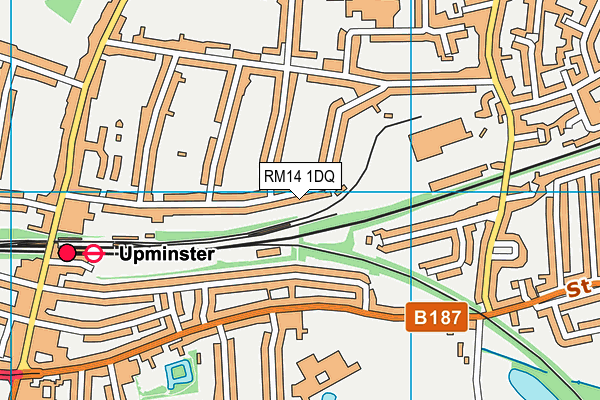 RM14 1DQ map - OS VectorMap District (Ordnance Survey)