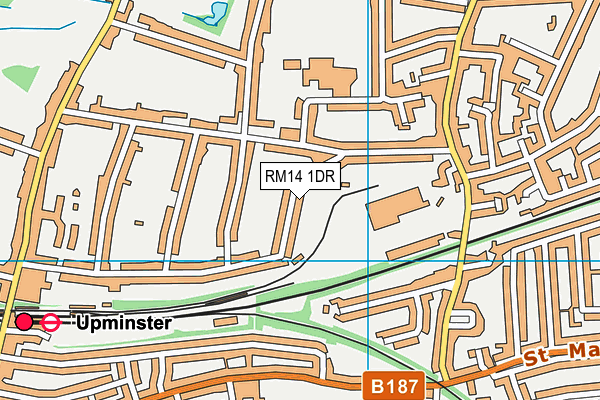 RM14 1DR map - OS VectorMap District (Ordnance Survey)