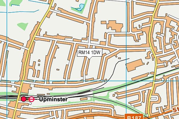 RM14 1DW map - OS VectorMap District (Ordnance Survey)