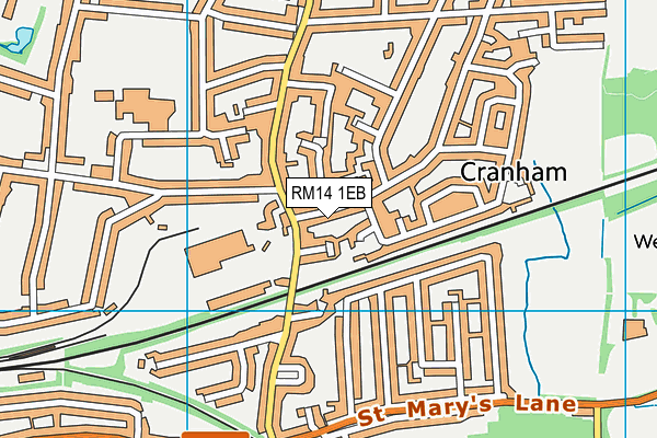 RM14 1EB map - OS VectorMap District (Ordnance Survey)