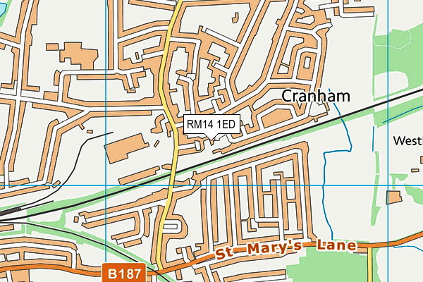 RM14 1ED map - OS VectorMap District (Ordnance Survey)