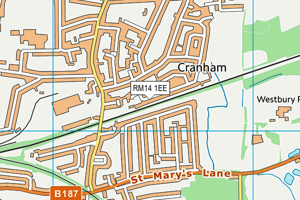 RM14 1EE map - OS VectorMap District (Ordnance Survey)
