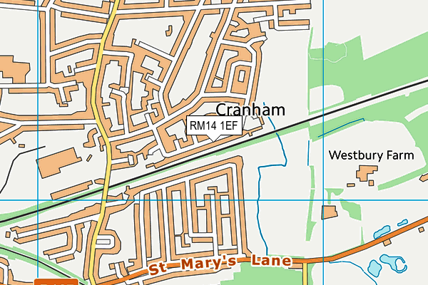 RM14 1EF map - OS VectorMap District (Ordnance Survey)