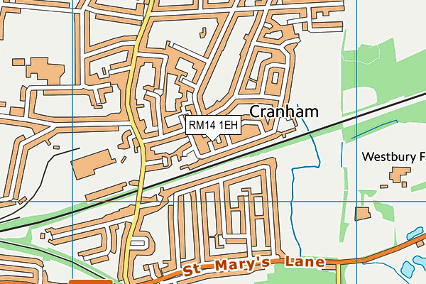 RM14 1EH map - OS VectorMap District (Ordnance Survey)