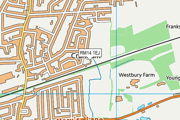 RM14 1EJ map - OS VectorMap District (Ordnance Survey)