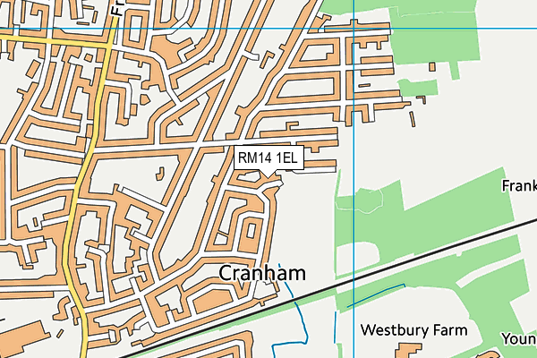 RM14 1EL map - OS VectorMap District (Ordnance Survey)