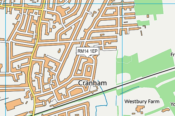 RM14 1EP map - OS VectorMap District (Ordnance Survey)