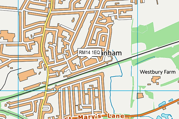 RM14 1EQ map - OS VectorMap District (Ordnance Survey)