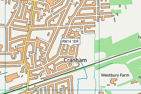 RM14 1ER map - OS VectorMap District (Ordnance Survey)