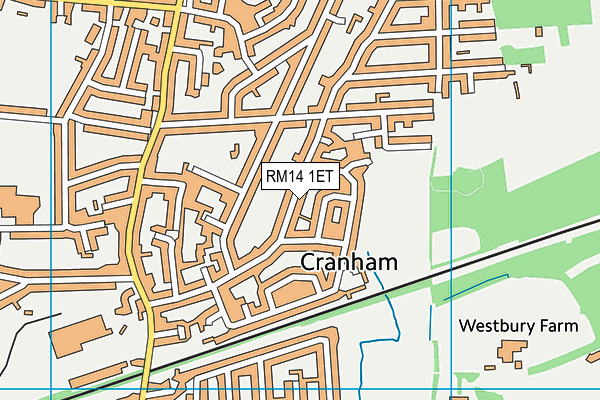 RM14 1ET map - OS VectorMap District (Ordnance Survey)