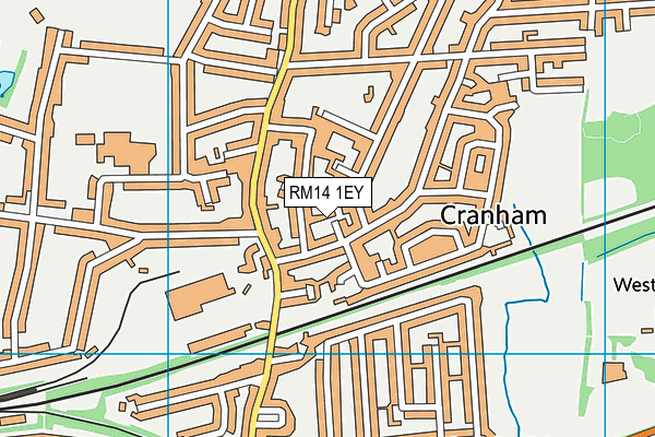 RM14 1EY map - OS VectorMap District (Ordnance Survey)